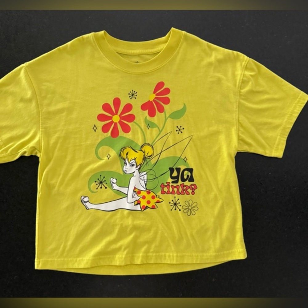 NWOT DISNEY TINKERBELL BRIGHT YELLOW OVERSIZED TEE SZ XS